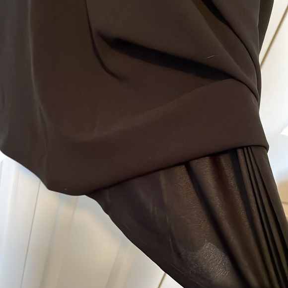 NWT Francesca XL midi dress black Cap ruffled shoulder lined ruffle bodice flow - Picture 5 of 10